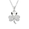 Platinum Plated White Shamrock Small Pendant Swarovski