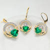 14kt Gold Lab emerald and Diamond Claddagh Stud Earrings