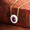 14kt Gold Vermeil Genuine Amythest and White Enamel Pendant