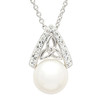Platinum Plated Trinity Pearl and Crystal Necklace