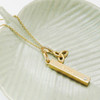 14K Gold Vermeil “Grá” Love Vertical Bar Necklace Lab Sapphire