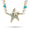 14kt Gold Lab Pariba Sapphire and Diamond Mom & Baby Starfish Necklace