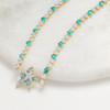 14kt Gold Lab Pariba Sapphire and Diamond Mom & Baby Starfish Necklace
