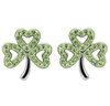 Platinum Plate Peridot Shamrock Small Stud Earrings Swarovski