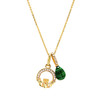 14kt Gold Lab Grown Diamond Malachite Claddagh Dangle Necklace