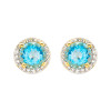 14kt Gold Vermeil Genuine Blue Topaz Halo Stud Earrings