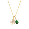 14kt Gold Lab Grown Diamond Malachite Shamrock Necklace