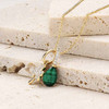 14kt Gold Lab Grown Diamond Malachite Shamrock Necklace