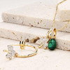 14kt Gold Lab Grown Diamond Malachite Shamrock Necklace