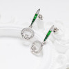 Sterling Silver Shamrock Earrings with Green and White CZ