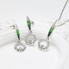Sterling Silver Shamrock Earrings with Green and White CZ