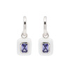 Sterling Silver Tanzanite CZ with white Enamel Drop Earrings