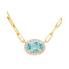 14kt Gold Vermeil Genuine Blue Topaz Halo Necklace