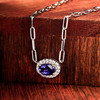 Sterling Silver Tanzanite CZ Halo Necklace