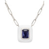 Sterling Silver Tanzanite CZ with white Enamel Necklace