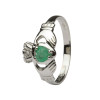 14k white emerald claddagh ring