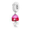 Sterling Silver CZ and Pink Enamel Bead