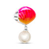 Sterling Silver Pearl and Orange/Pink Enamel Bead