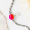 Sterling Silver Pearl and Orange/Pink Enamel Bead