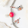 Sterling Silver Pearl and Orange/Pink Enamel Bead