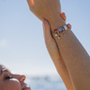 Sterling Silver Pearl and Orange/Pink Enamel Bead