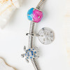 Sterling Silver CZ and Blue Violet Enamel Bead