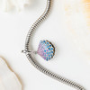 Sterling Silver CZ Pink and Blue Shell Bead
