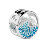 Sterling Silver CZ Blue Topaz Wave Bead