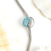 Sterling Silver CZ Blue Topaz Wave Bead