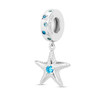 Sterling Silver CZ Blue Topaz Star Bead