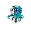 Sterling Silver CZ Enamel Octopus Bead