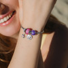 Sterling Silver CZ and Violet Enamel Bead