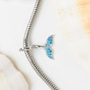 Sterling Silver CZ Blue Topaz Whale Tail Bead