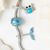 Sterling Silver CZ Blue Topaz Whale Tail Bead