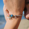 Sterling Silver CZ and Orange Lobster Bead