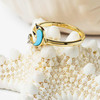 14K Gold Vermeil Mini Dolphin Ring Turquoise and Lab Sapphire