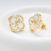 14kt Gold Vermeil Clover Claddagh MOP Stud Earrings