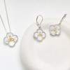 Sterling Silver Clover Trinity MOP Drop Earrings