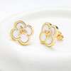 14kt Gold Vermeil Clover Trinity MOP Stud Earrings