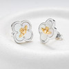 Sterling Silver Clover Claddagh MOP Stud Earrings
