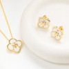 14kt Gold Vermeil Clover Shamrock MOP Stud Earrings
