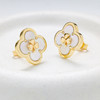 14kt Gold Vermeil Clover Shamrock MOP Stud Earrings