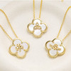14kt Gold Vermeil Clover Claddagh MOP Necklace