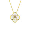 14kt Gold Vermeil Clover Shamrock MOP Necklace
