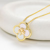 14kt Gold Vermeil Clover Shamrock MOP Necklace