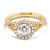 14kt Gold Lab Diamond Round Halo Trinity Engagement Ring