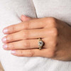 14kt Gold Lab Diamond Round Halo Trinity Engagement Ring