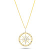 14K Gold Lab Diamond & Sapphire Compass Bold Necklace