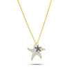 14K Gold Lab Diamond & Sapphire Starfishes Bold Necklace
