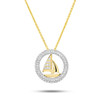 14K Gold Lab Diamond Sail Boat Mini Necklace